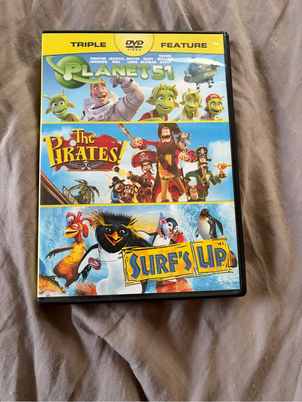 Triple Feature Kids DVD - Planet 51 / The Pirates! / Surf's Up - Colorful Cover